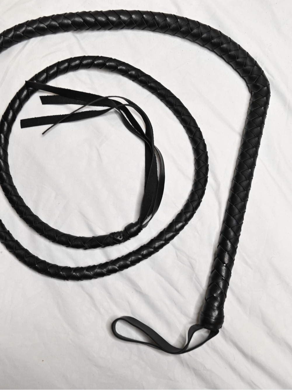Black Braided Leather Whip - Men Accessories